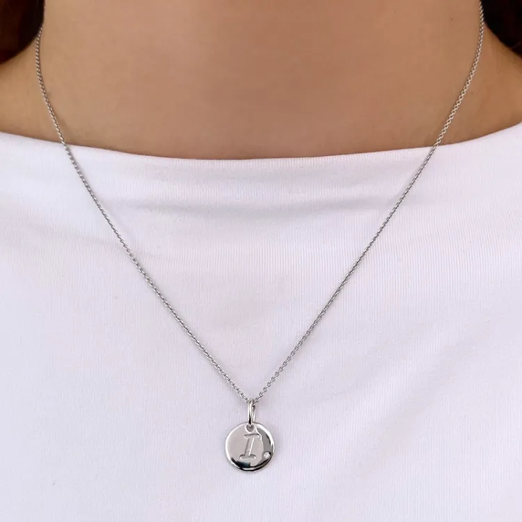 letter i diamanten hanger in 9 caraat witgoud 0,01 ct