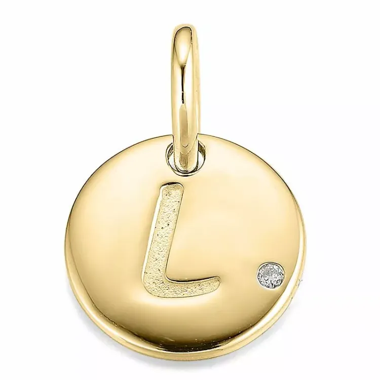 letter l diamant hanger in 9 caraat goud 0,01 ct