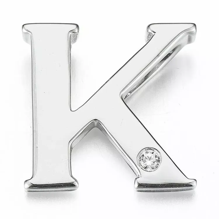 letter k diamant hanger in 9 caraat witgoud 0,01 ct
