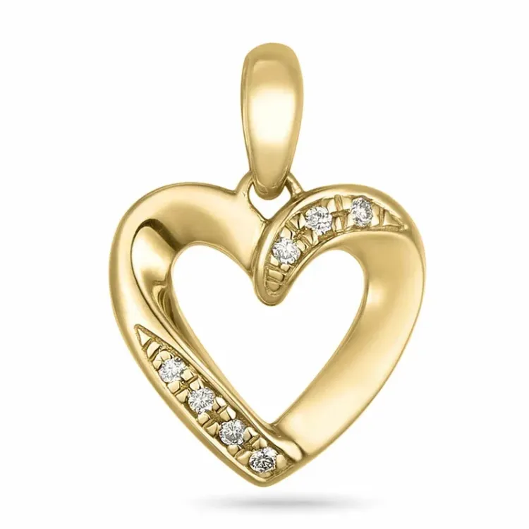 hart diamant hanger in 9 caraat goud 0,03 ct
