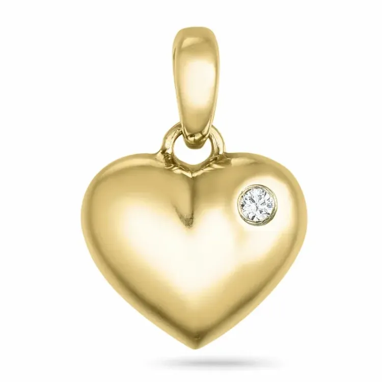 hart diamant hanger in 9 caraat goud 0,02 ct
