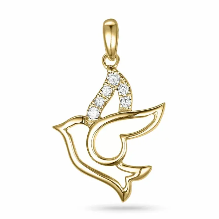 vogel diamant hanger in 9 caraat goud 0,06 ct