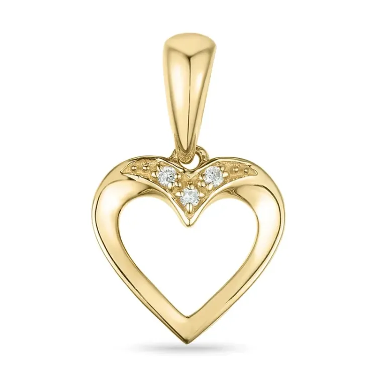 hart diamant hanger in 9 caraat goud 0,02 ct