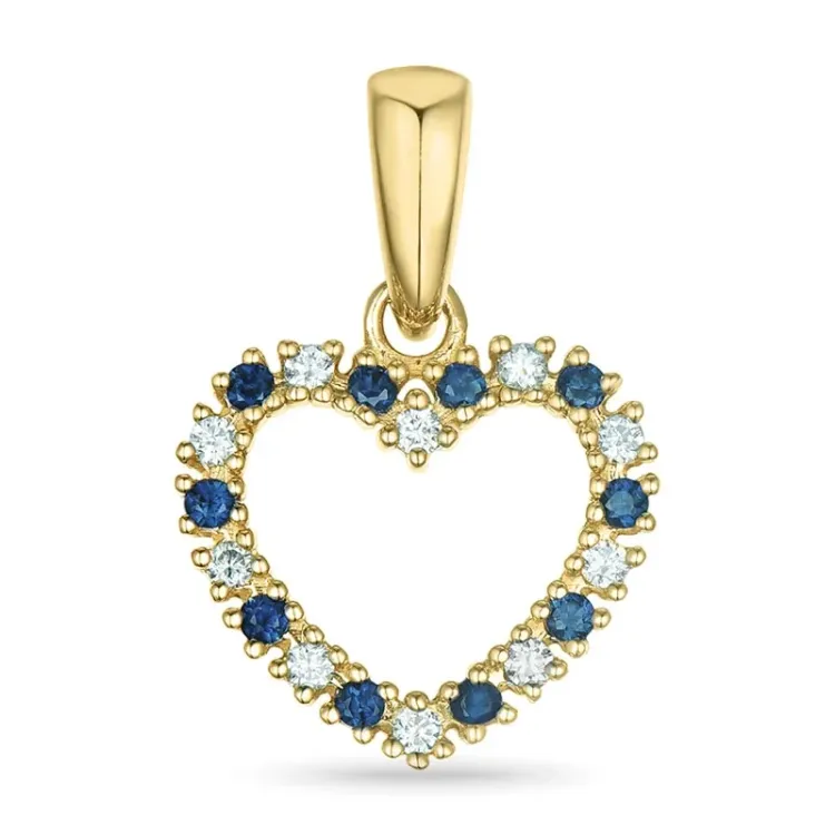 hart saffier diamanten hanger in 9 caraat goud 0,08 ct 0,09 ct