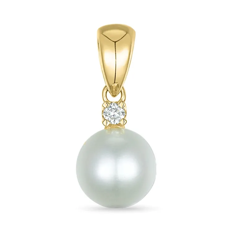 parel diamanten hanger in 9 caraat goud 0,03 ct
