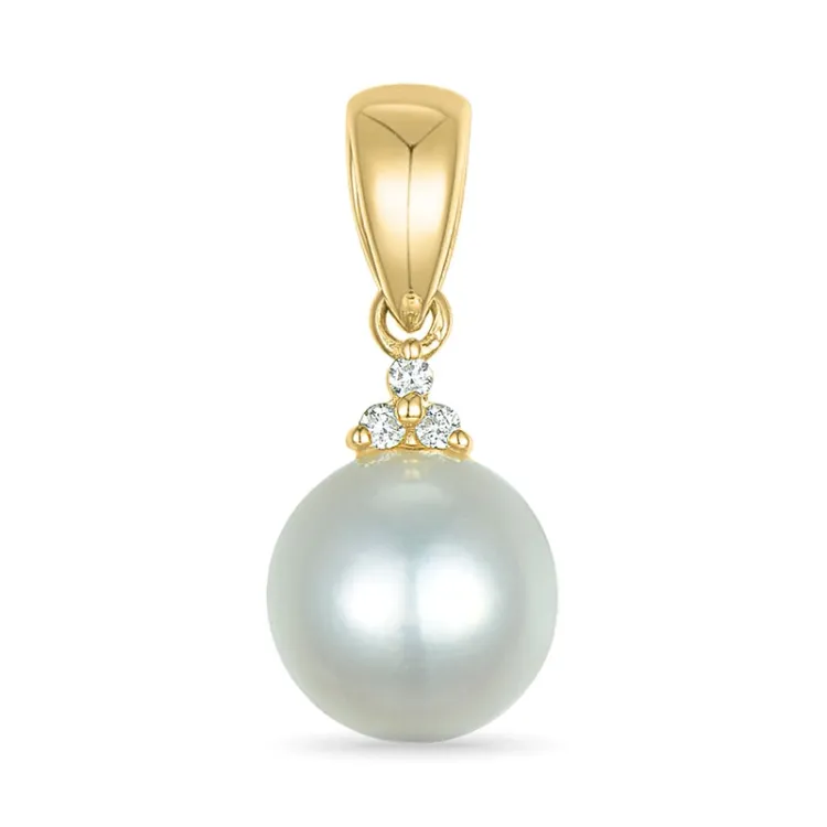 parel diamanten hanger in 9 caraat goud 0,02 ct