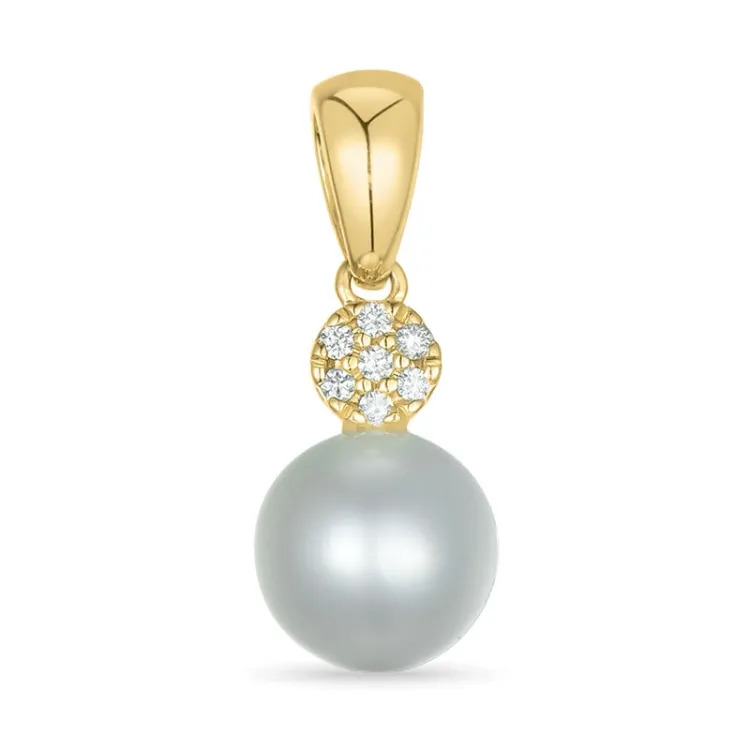 parel diamanten hanger in 9 caraat goud 0,04 ct