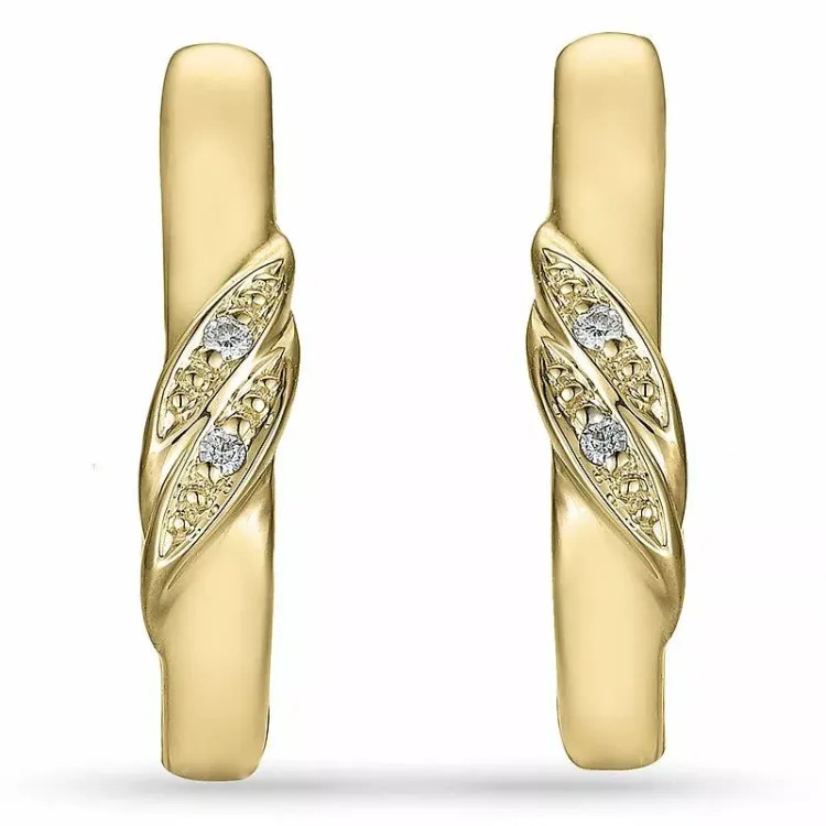 Diamant oorbellen in 9 karaat goud met diamanten 