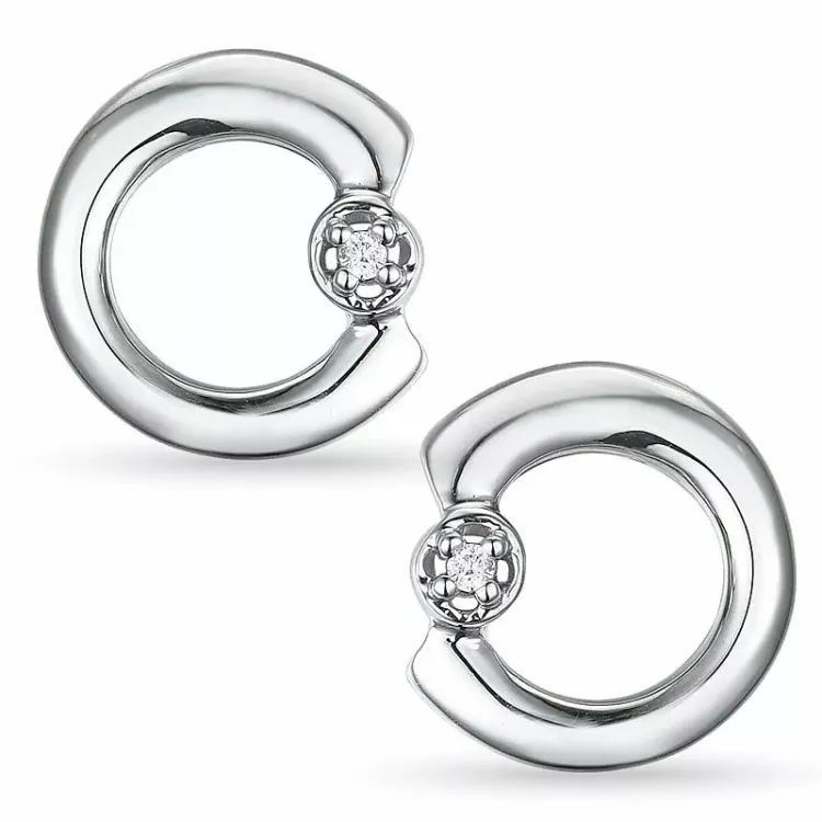Diamant oorbellen in 9 karaat witgoud met diamanten 