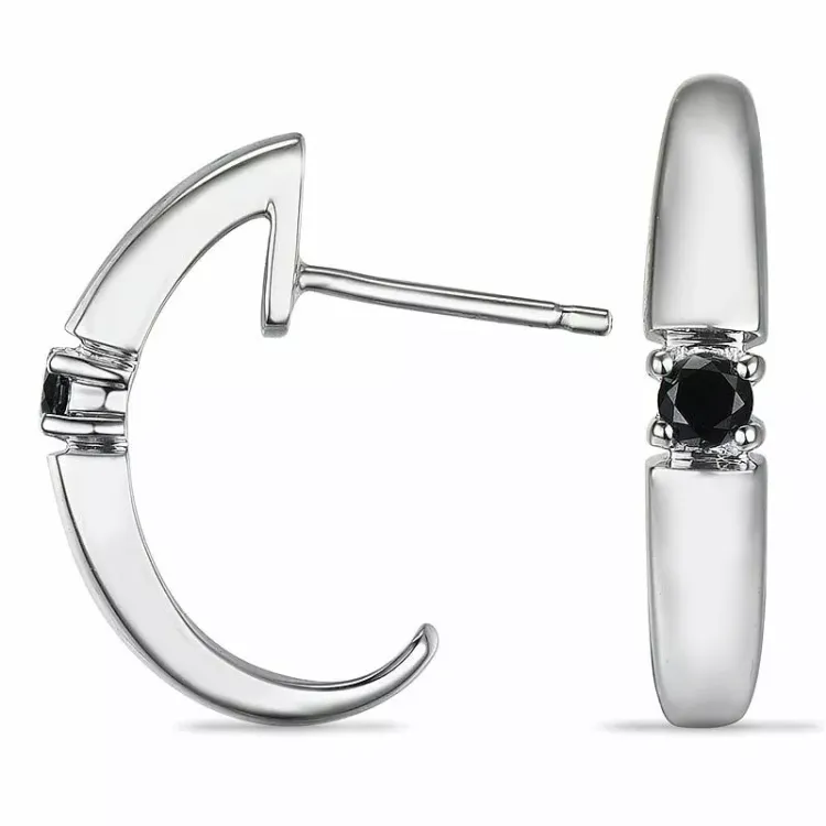 zwart diamant halfcreool in 9 karaat witgoud met diamant