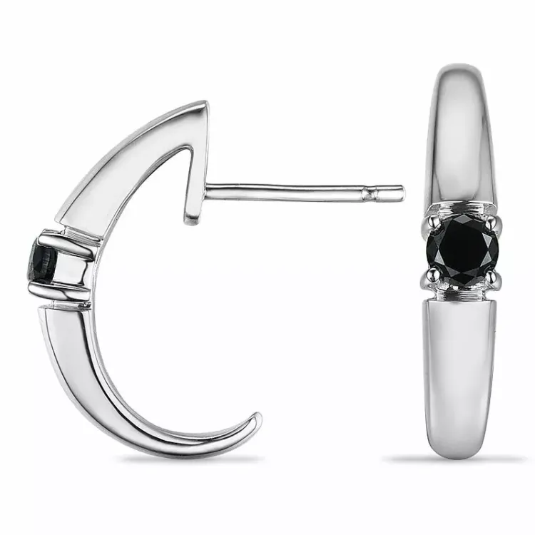 zwart diamant halfcreool in 9 karaat witgoud met diamant 