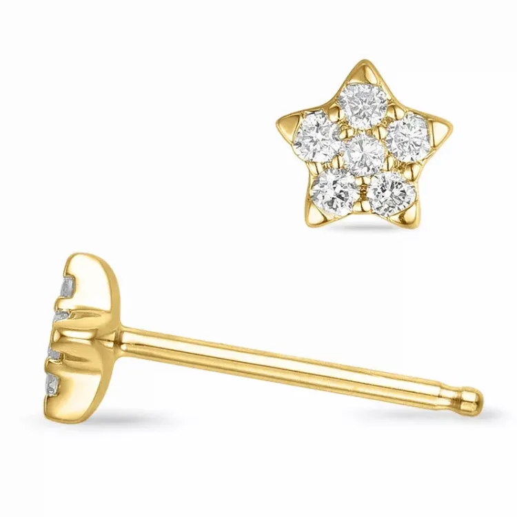 ster diamant oorsteker in 9 karaat goud met diamant 