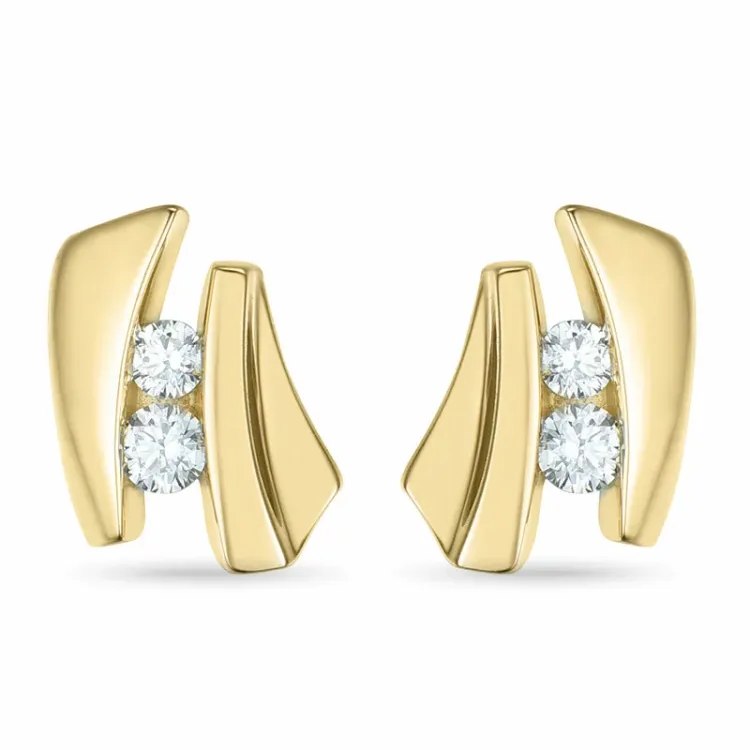 briljant oorbellen in 9 karaat goud met diamant