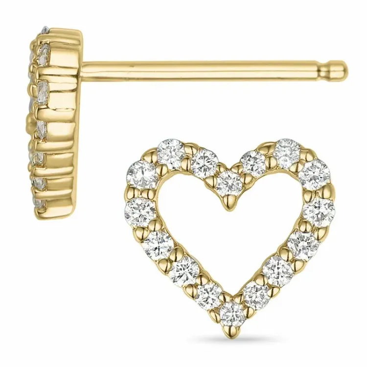 hart diamant oorbellen in 9 karaat goud met diamant 