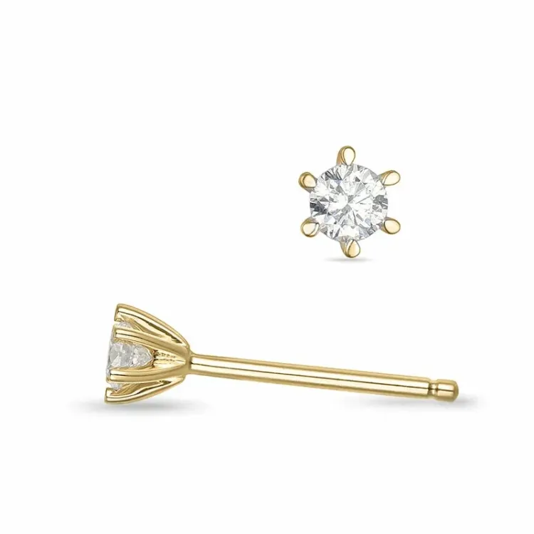 2 x 0,08 ct solitaire oorbel in 9 karaat goud met diamant 