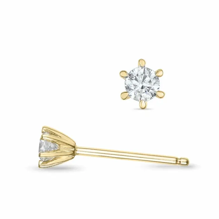 2 x 0,09 ct solitaire oorbel in 9 karaat goud met diamant 