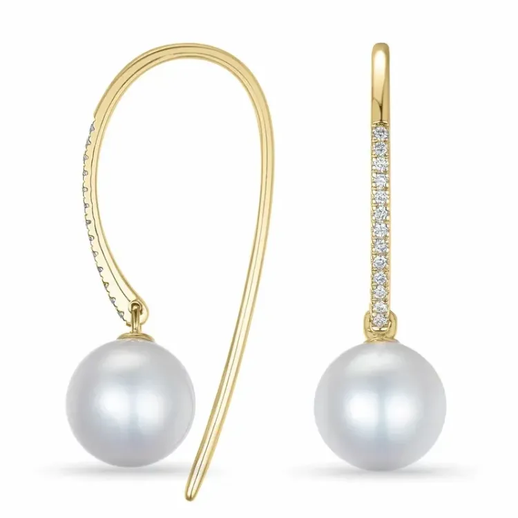 parel oorbellen in 9 karaat goud met diamant 