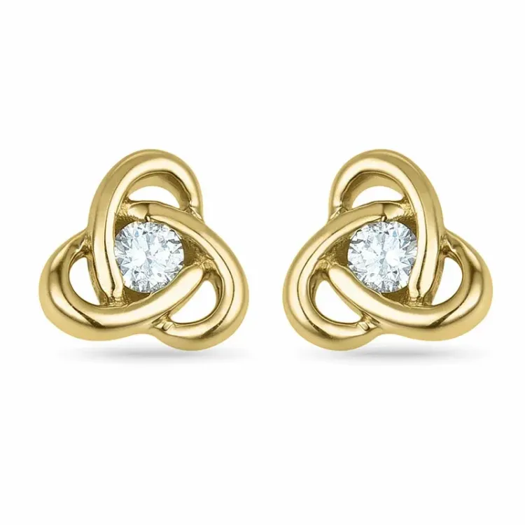 diamant oorbellen in 9 karaat goud met diamant 