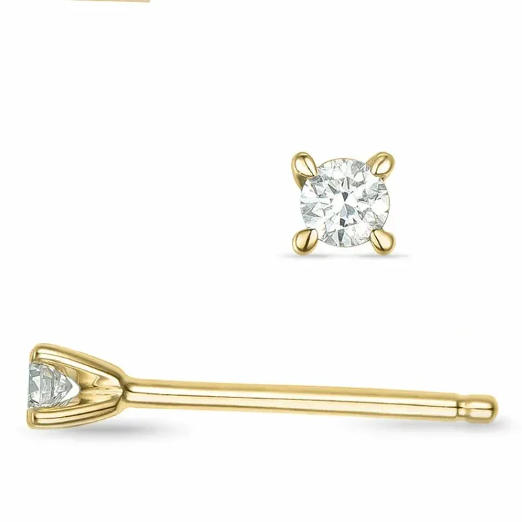 2 x 0,03 ct diamant solitaire oorbel in 9 karaat goud met diamant 