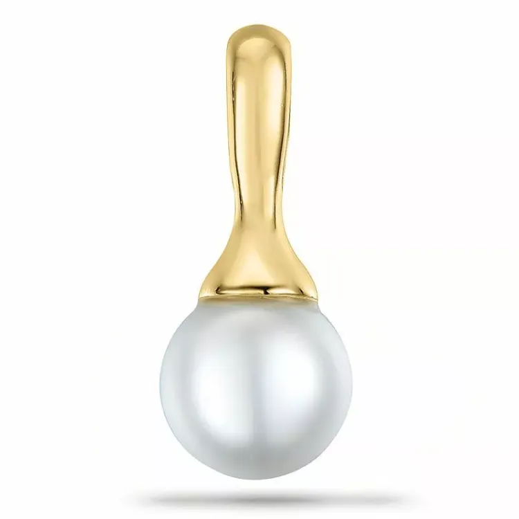 Rond parel hanger in 9 caraat goud