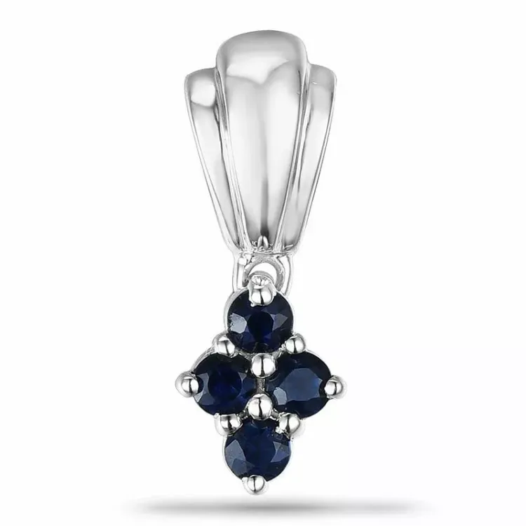 Saffier hanger in 9 caraat witgoud 0,22 ct