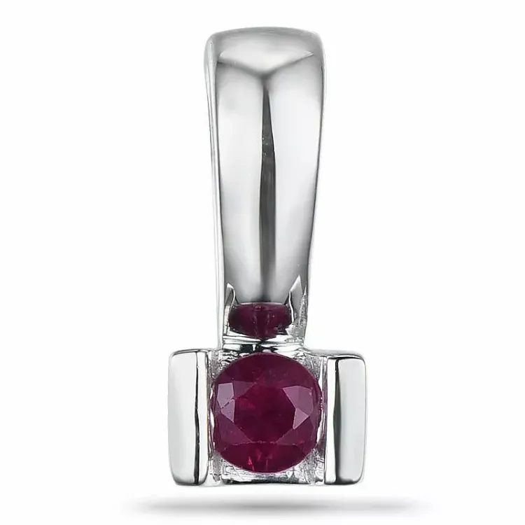 Robijn hanger in 9 caraat witgoud 0,13 ct