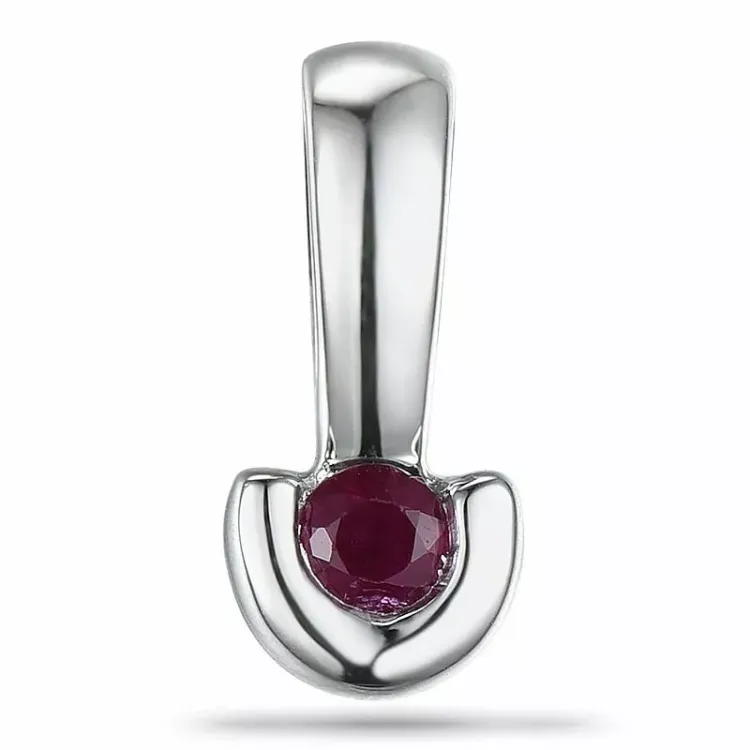 Robijn hanger in 9 caraat witgoud 0,13 ct