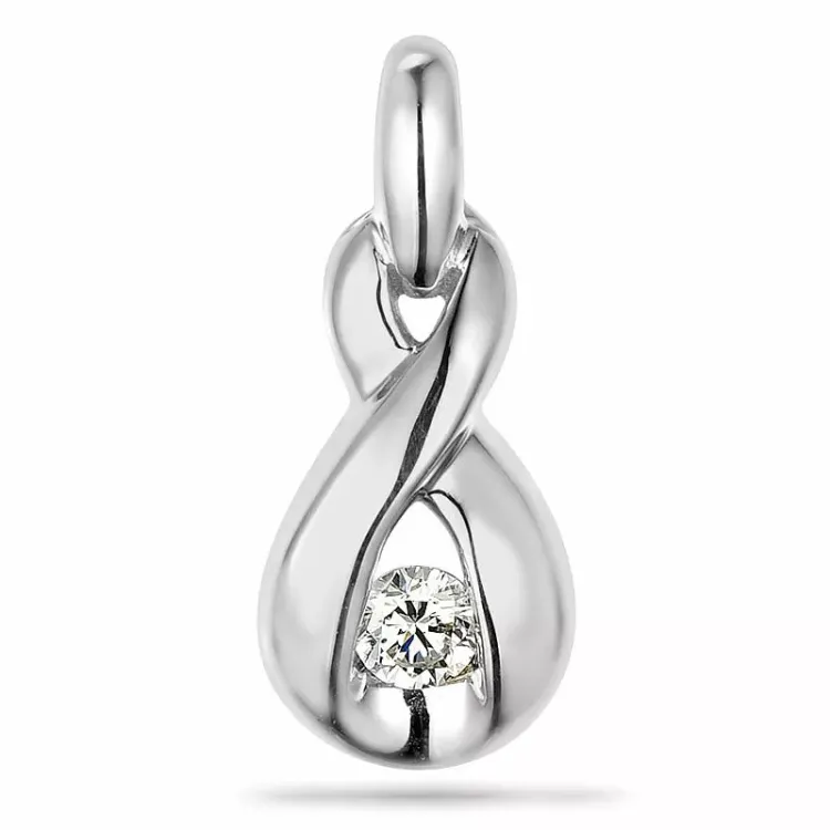 Diamant hanger in 9 caraat witgoud 0,07 ct