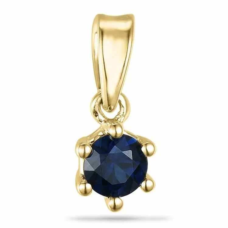 Rond saffier hanger in 9 caraat goud 0,30 ct