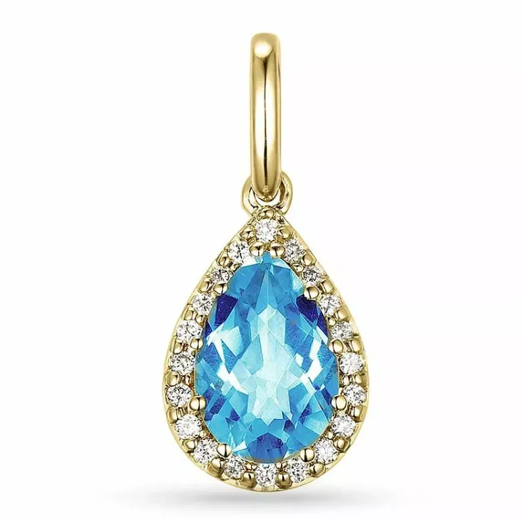 topaas diamanten hanger in 9 caraat goud 2,0 ct 0,10 ct