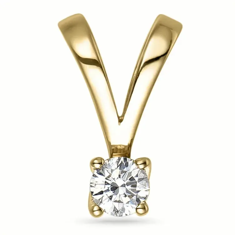 diamant solitaire hanger in 9 caraat goud