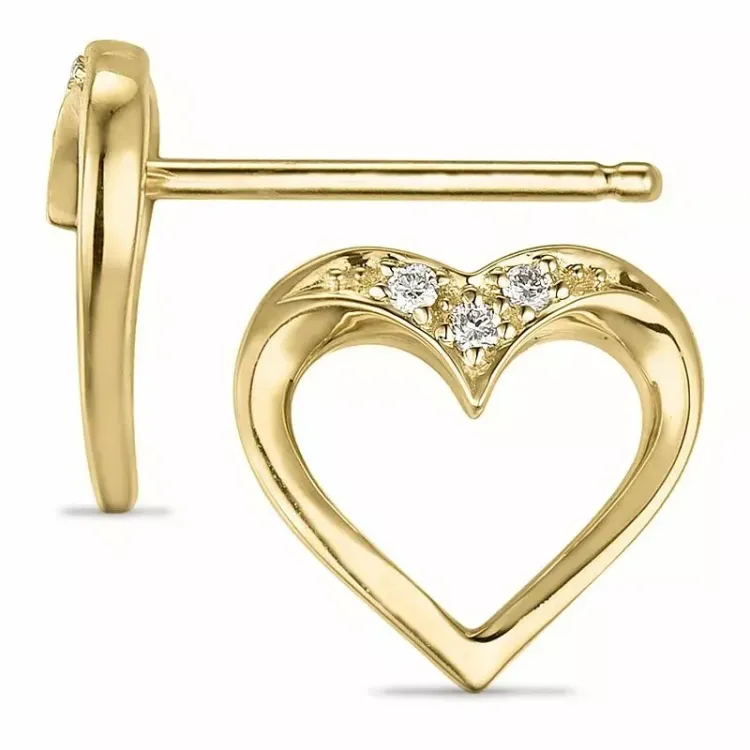 hart diamant oorbellen in 9 karaat goud met diamant 