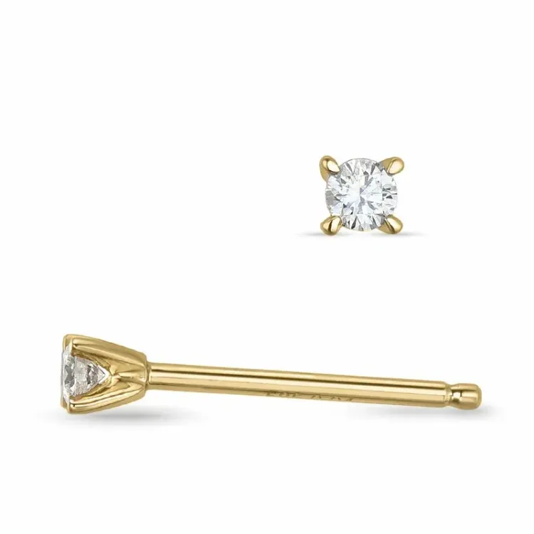 2 x 0,04 ct solitaire oorbel in 9 karaat goud met diamant 