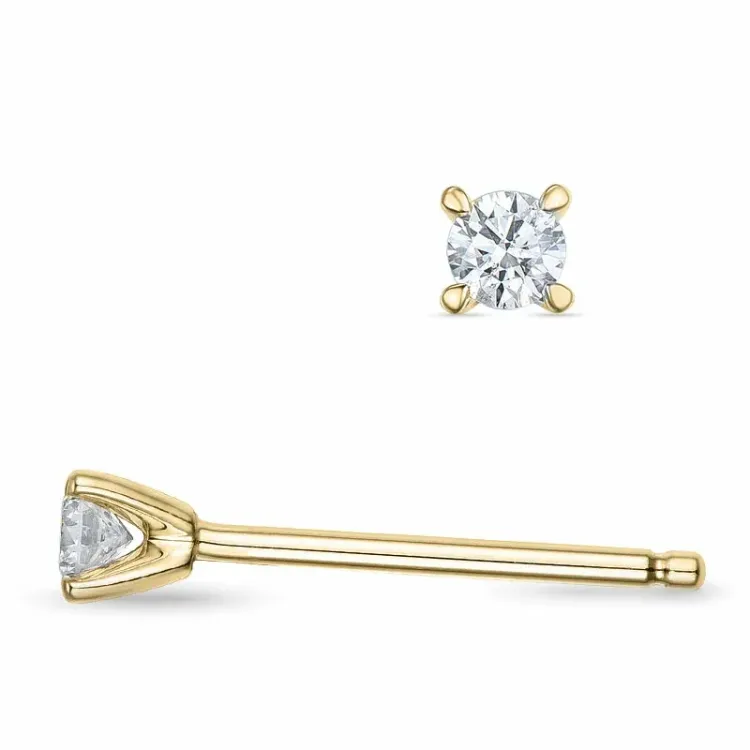 2 x 0,06 ct solitaire oorbel in 9 karaat goud met diamant 