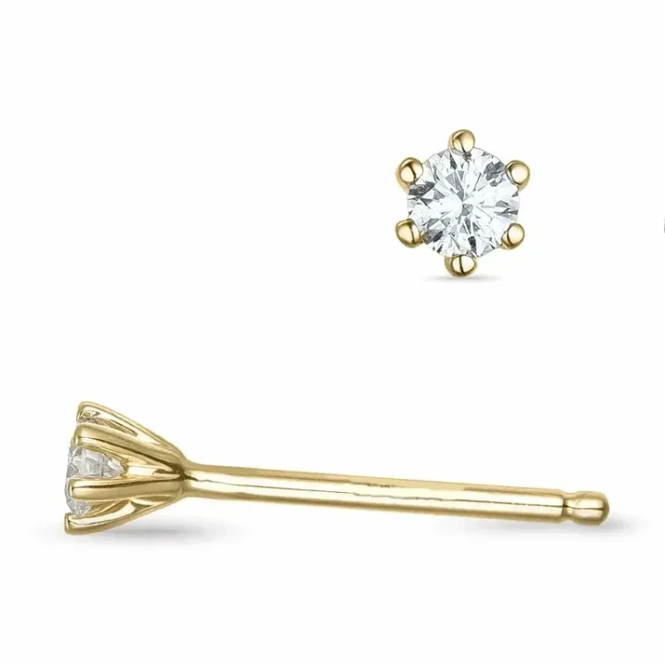 2 x 0,06 ct diamant solitaire oorbel in 9 karaat goud met diamant 