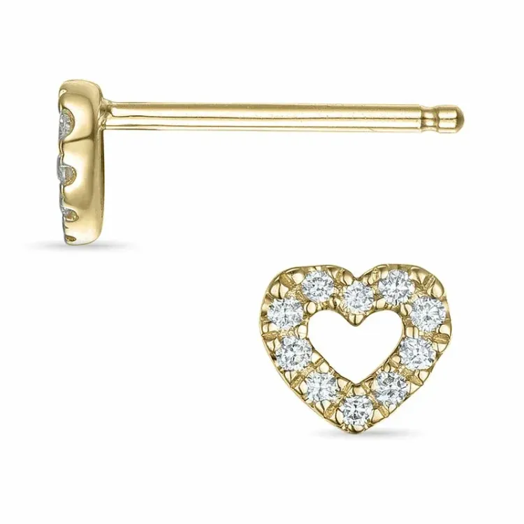 hart diamant oorbellen in 9 karaat goud met diamant 