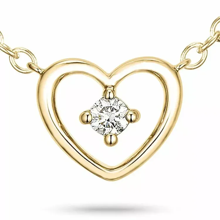 42 cm ketting met hanger in 9 karaat goud 0,05 ct