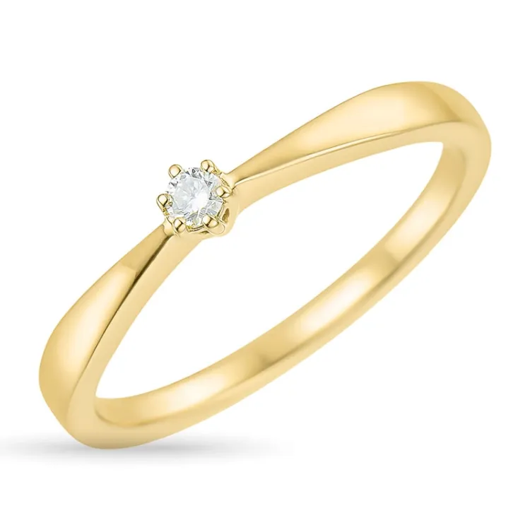 0,05 ct diamant solitaire ring in 14 karaat goud 0,05 ct