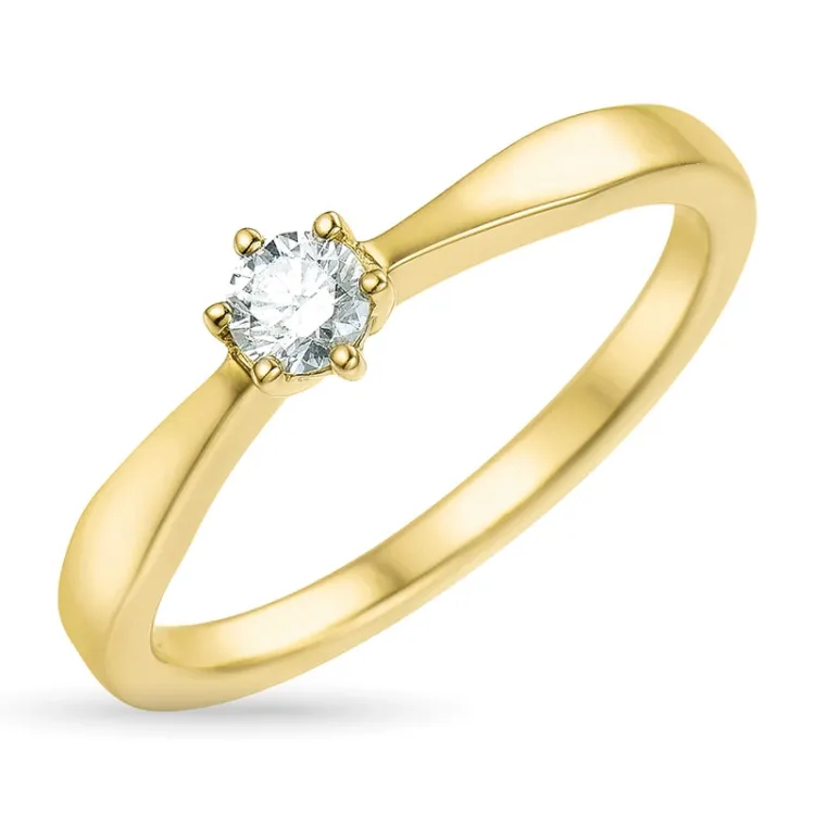 0,20 ct diamant solitaire ring in 14 karaat goud 0,20 ct