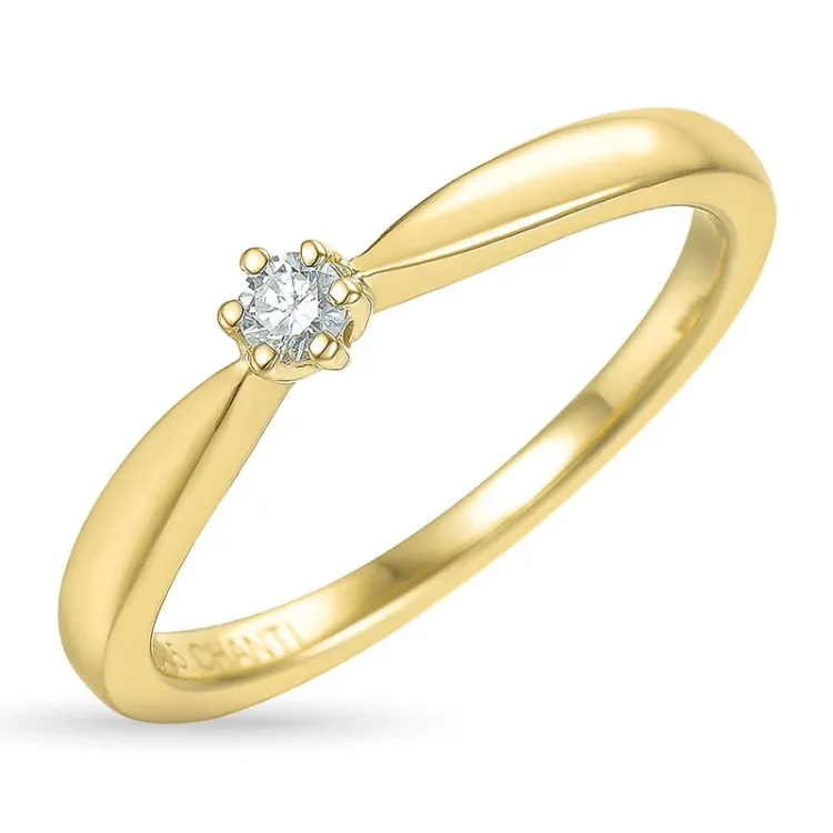 0,05 ct diamant solitaire ring in 14 karaat goud 0,05 ct