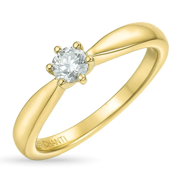 0,20 ct diamant solitaire ring in 14 karaat goud 0,20 ct