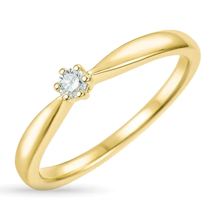 diamant solitaire ring in 14 karaat goud 0,07 ct