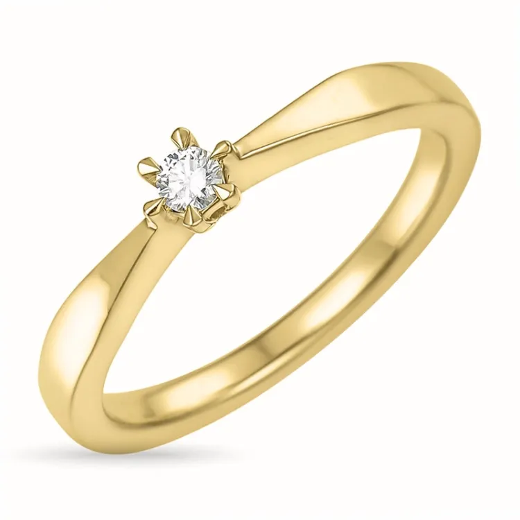 0,05 ct diamant solitaire ring in 14 karaat goud 0,05 ct