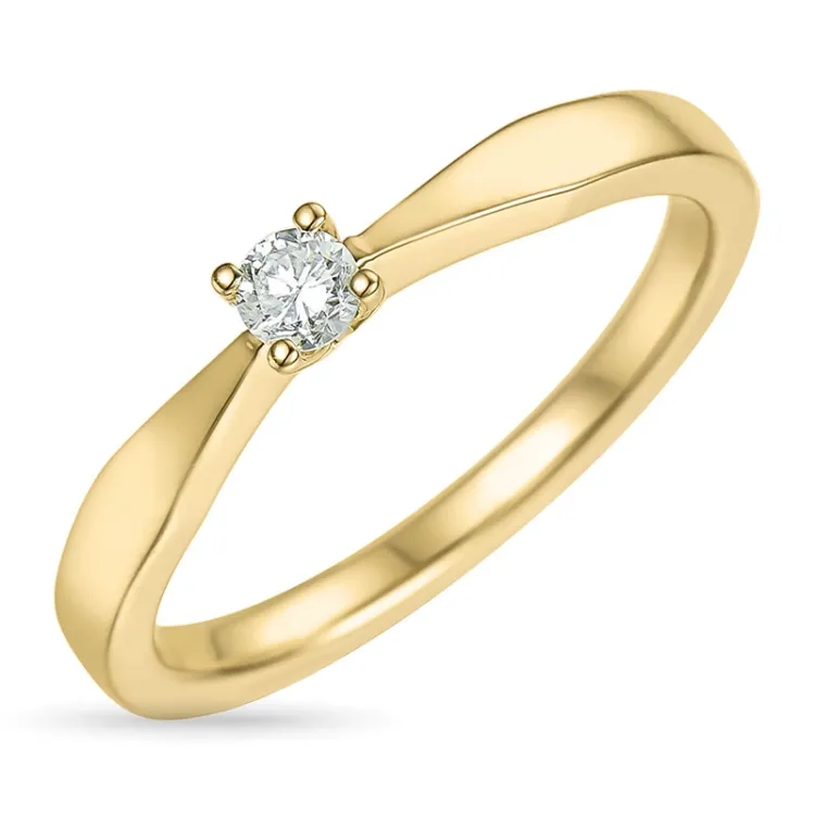 0,10 ct diamant solitaire ring in 14 karaat goud 0,10 ct