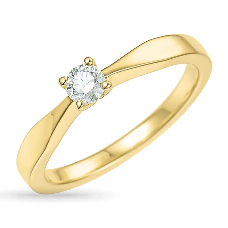 0,20 ct diamant solitaire ring in 14 karaat goud 0,20 ct