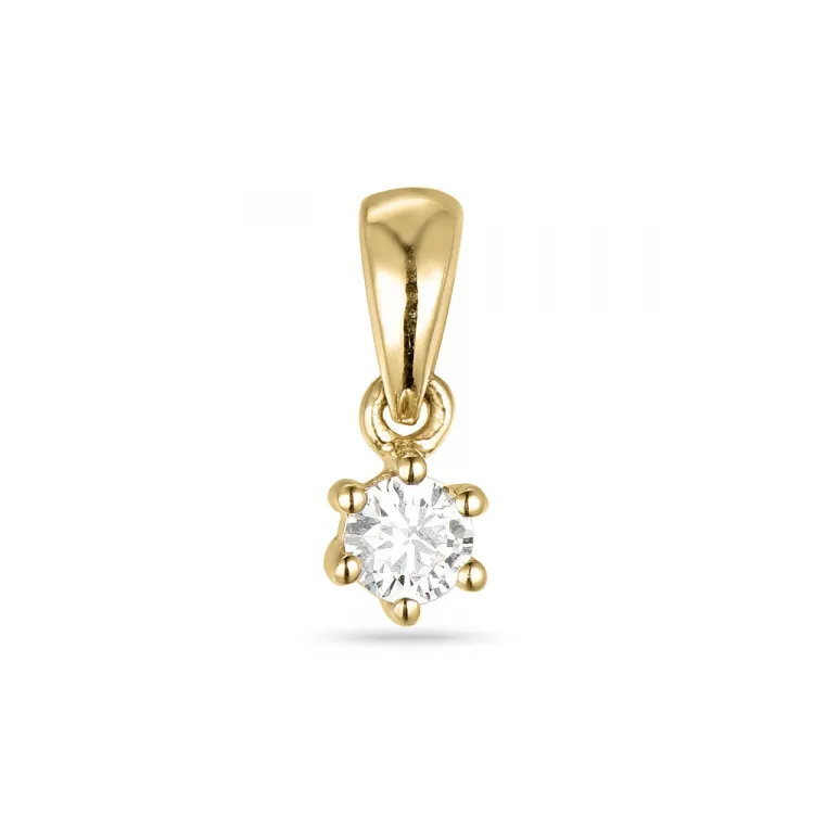 testsieraad diamant hanger in 14 caraat goud 0,10 ct