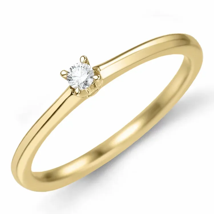 0,05 ct diamant solitaire ring in 14 karaat goud 0,05 ct