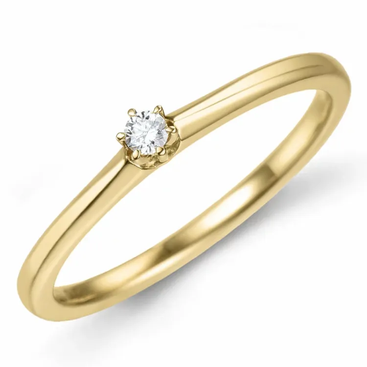 0,05 ct solitaire ring in 14 karaat goud 0,05 ct