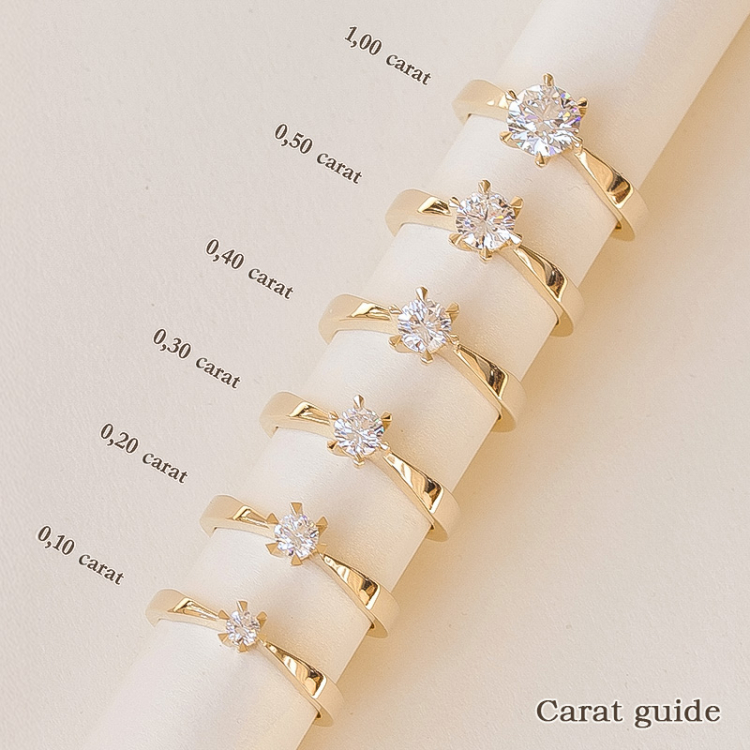 campagne - diamant solitaire ring in 14 karaat goud 0,14 ct