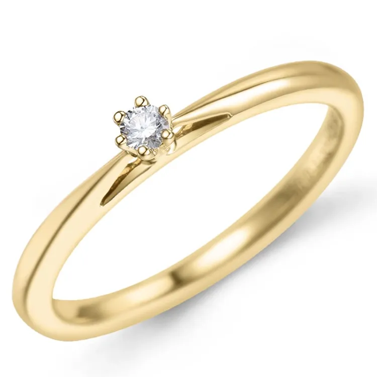 0,05 ct diamant solitaire ring in 14 karaat goud 0,05 ct